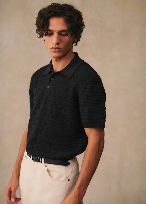 polo maille elegant coton noir octobre editions