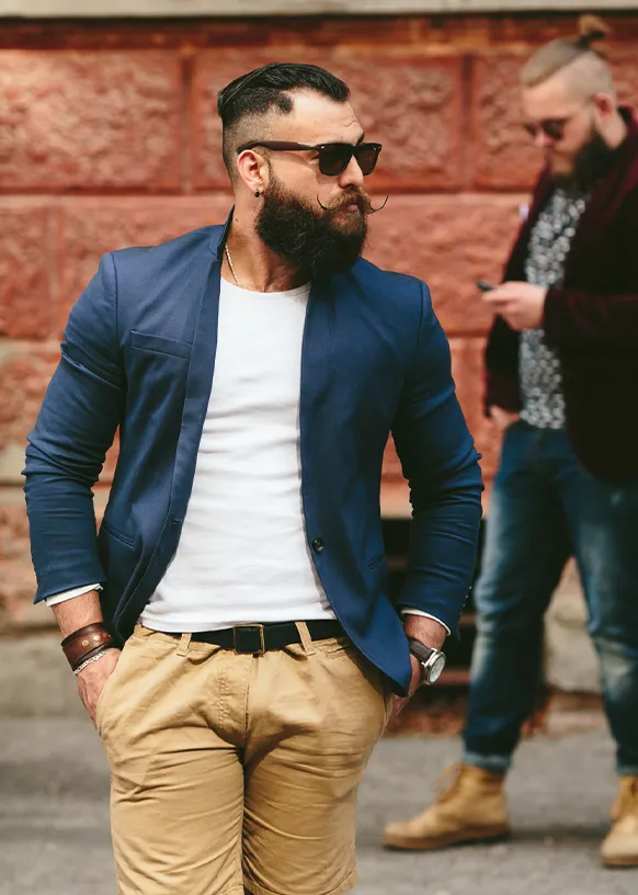 homme confiant confiance en soi vetement style barbe lunette elegant