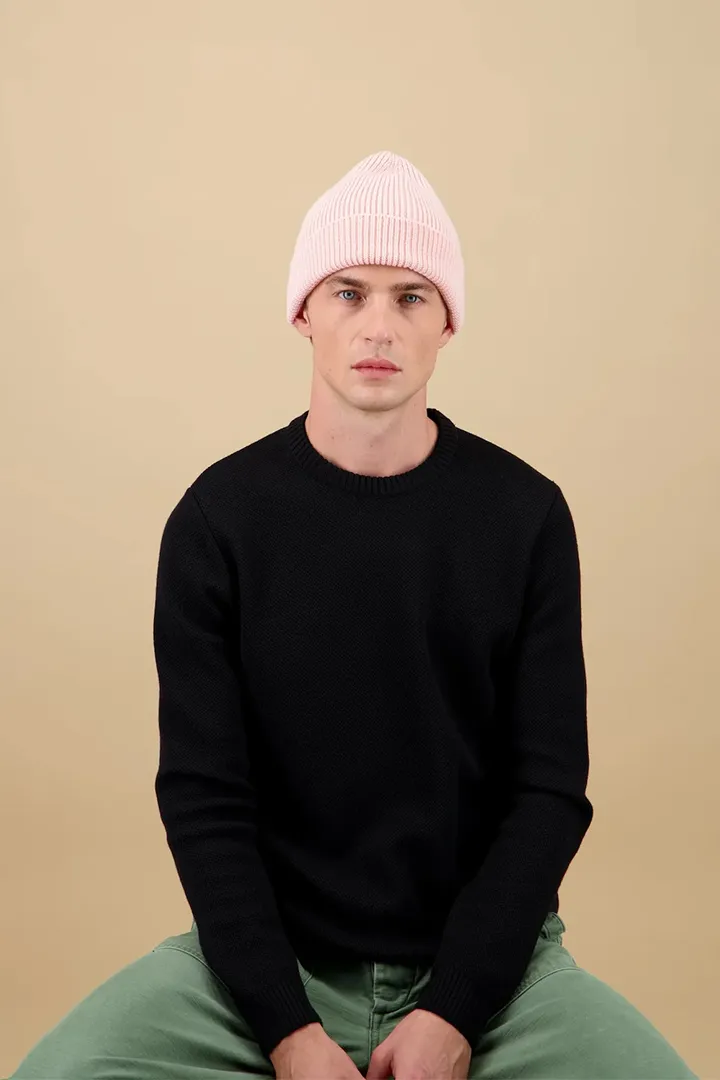 bonnet Ara laine merinos Nitto Knitwear made in France éthique responsable rose