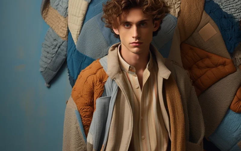 homme tendance mode automne layering superposition couches manteau pull beige