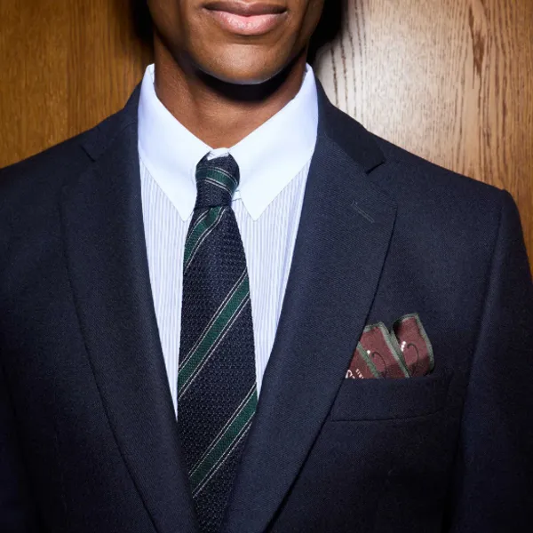 cravatte laine soie marine rayure homme Hast Paris