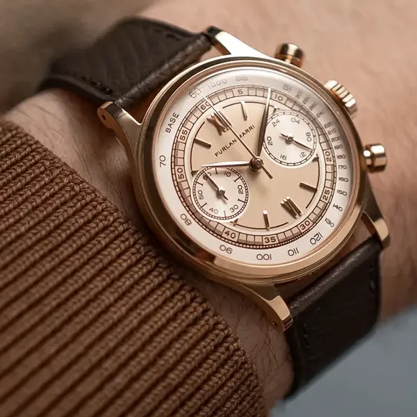 montre homme 38mm Sabbia Rosa or rose cuir mechaquartz Furlan Marri