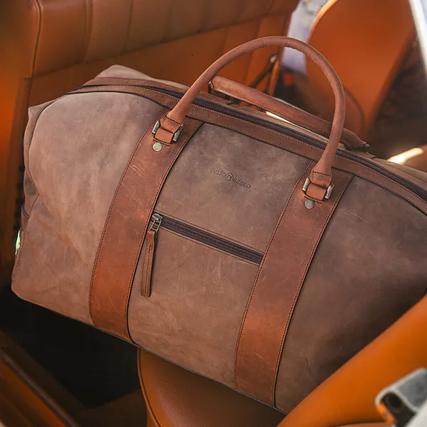 sac voyage homme bowling Duffle Indiana cuir souple marron Ruitertassen