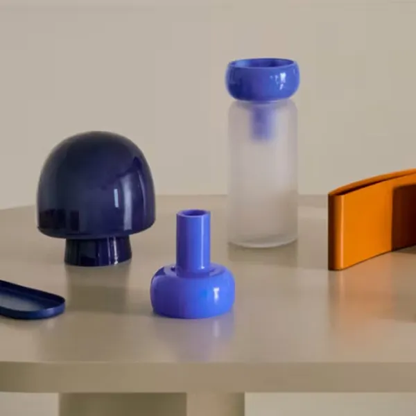 vase design verre transparent bleu Kelse Kave Home