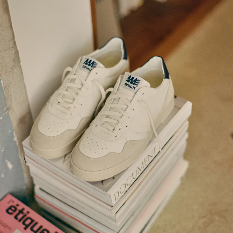 baskets triple A Asphalte homme responsables cuir blanches