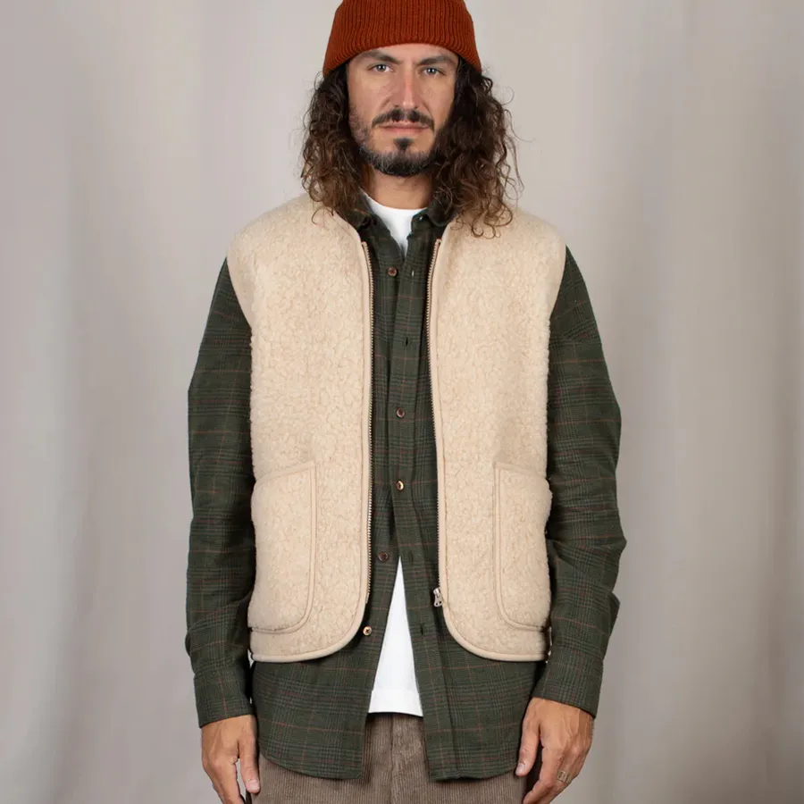 gilet polaire laine sans manche laine Pepitco Coldbreaker beige homme