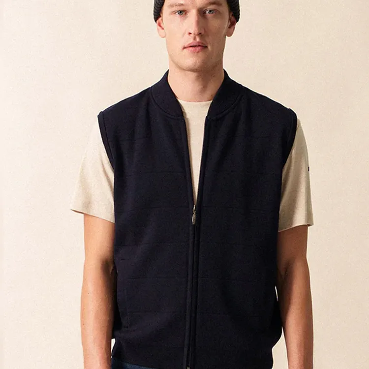 gilet sans manches homme laine Verbier Saint James bleu marine